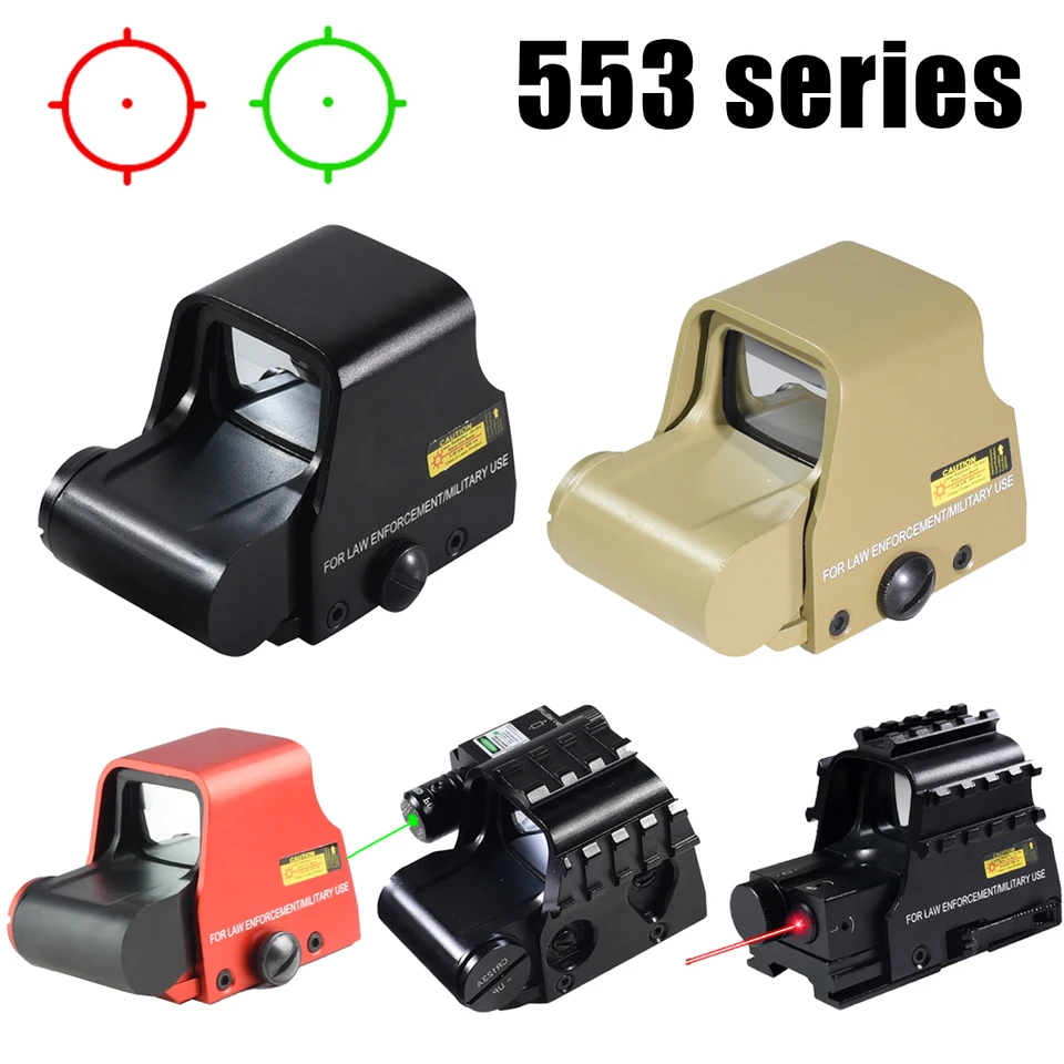 553 série Holographic Sight Optics Reflex Ruflescope Green Red Dot Hunting Scopes Collimátor Glock Rifle Mights Fit 20 mm koľajnice