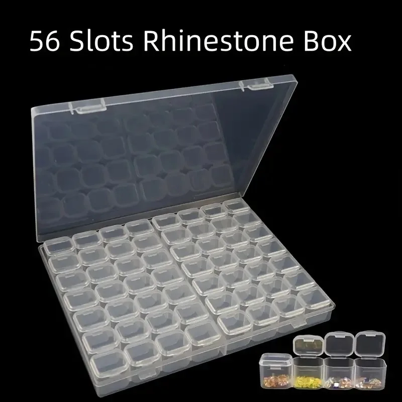 56 slotov na nechtovú nálepku ukladací box, klenoty na nechty Art Art Storage Box s odnímateľnou mriežkou, krabičkou na klenoty na nechty