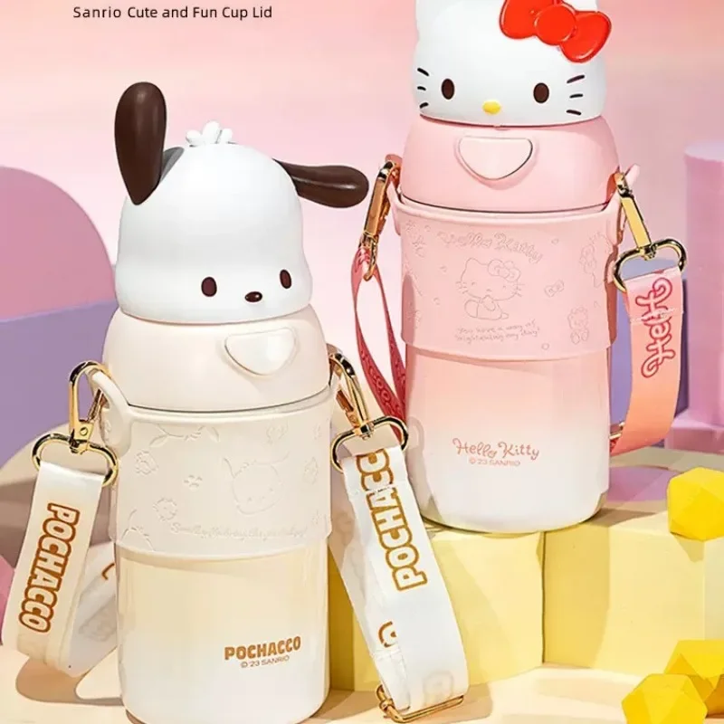 560 ml Sanrio Kuromi Nerezová oceľ 316 Thermos Kawaii Hello Kitty Cinnamoroll Melody Anime Kids vákuum banka Flask Fľaša fľaša