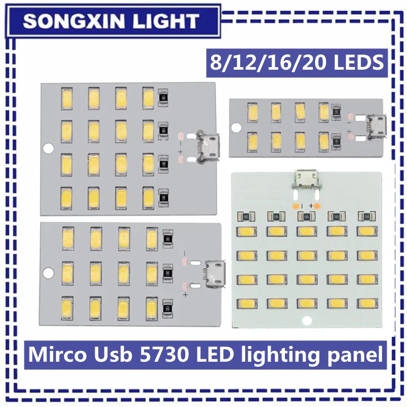 5730 SMD 5V 430MA ~ 470MA WHITE MIRCO USB 5730 LED osvetľovací panel USB MOBILNÉ LIGHT LIGHT LIGHT ELEKTRONNÉ LIGHT ELEKTRONICKÉ DIY