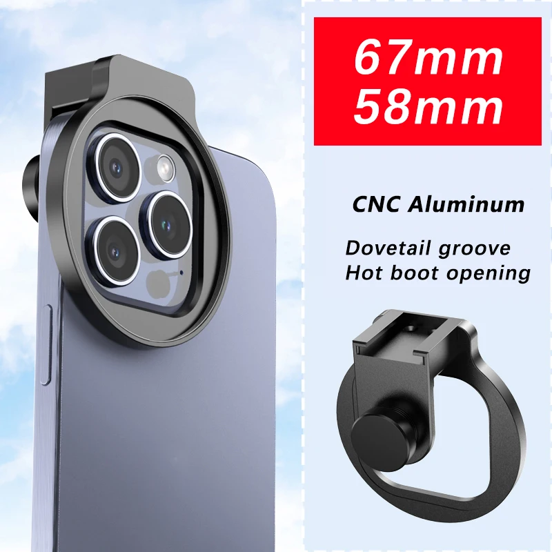 58 mm 67 mm filtračný adaptér Telefón Univerzálny kovový kov pre telefón pre telefón iPhone 13 Pro Max iPhonex Smartphones Huawei Xiaomi OnePlus