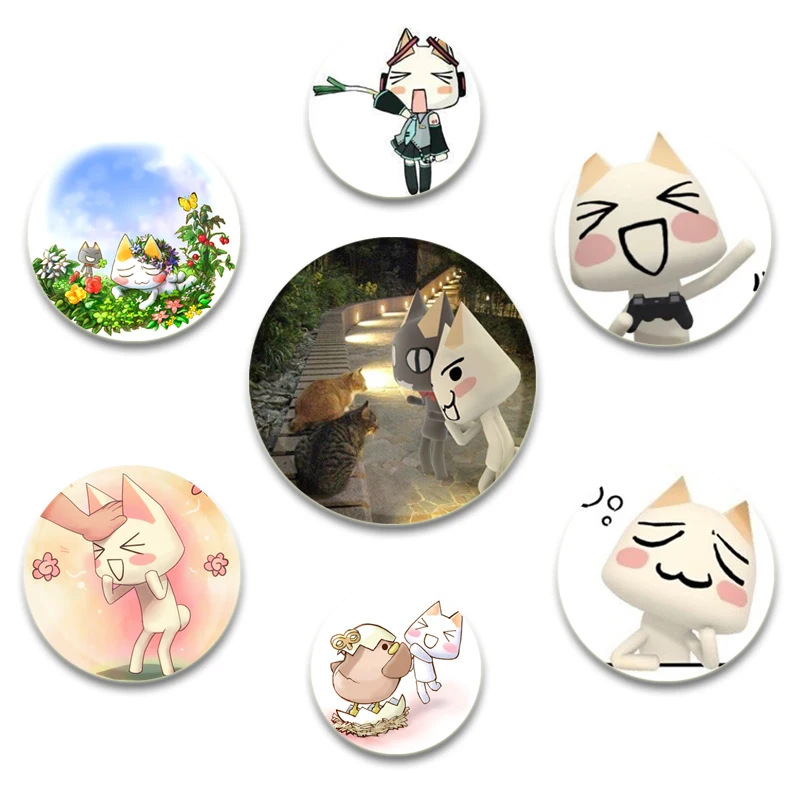 58 mm Round Funny Creative Badge Soft Gutton Brošes Toro Inoue Cat Ručne vyrábané kolíky pre darčeky na golier batoh