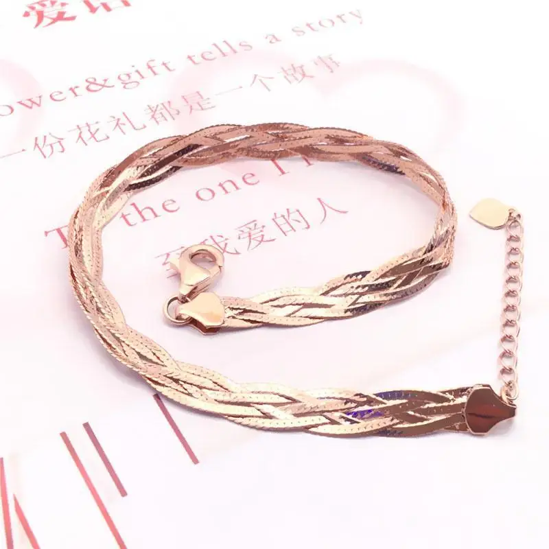 585 Fialové zlato Módne lesklé náramky s mäkkým reťazcom pre ženy Charm 14k ružové zlato široká verzia Light Luxury Party šperky