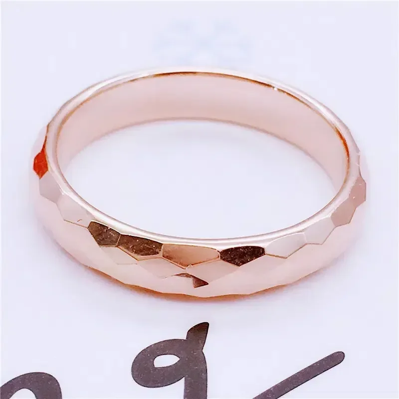 585 Purple Gold Classic Geometric Texture Rings pre ženy jednoduchosť Elegancia Light Luxus 14k ružové zlaté šperky nastaviteľné