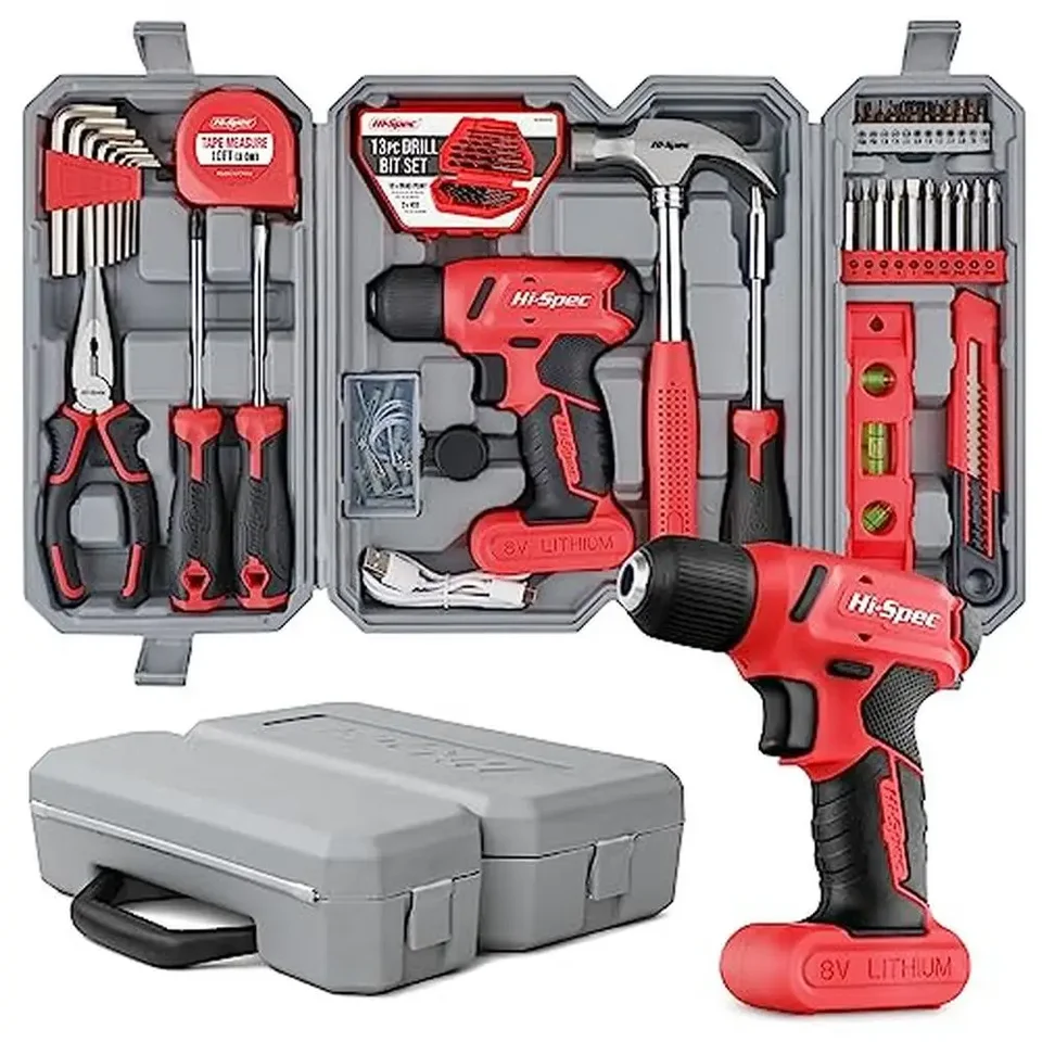 58pc 8v Vŕtací ovládač a súprava náradia pre domácnosť DIY bezdrôtový skrutkovač kompaktný ľahký dizajn plný bitový výber po ruke