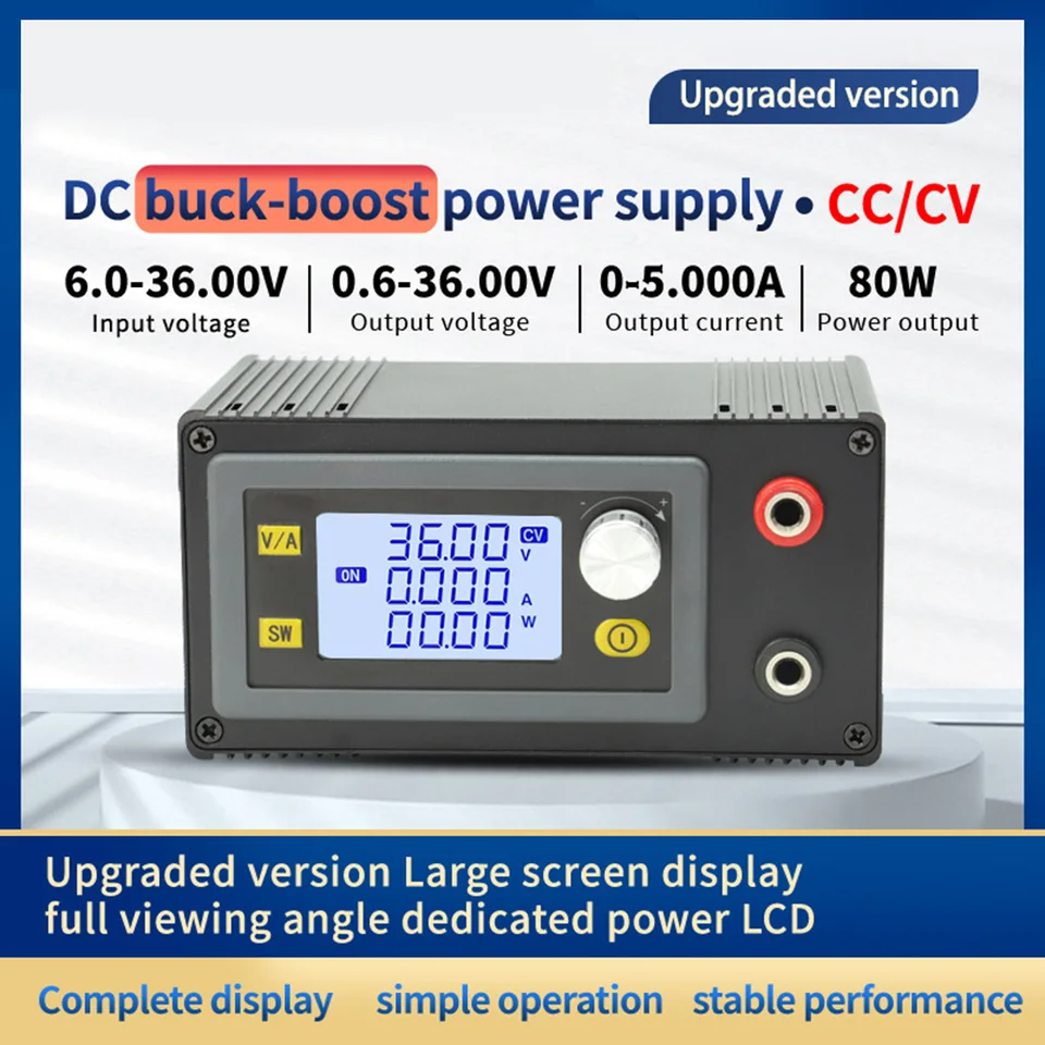 5A 80W CNC DC-DC Buck Boost Converter 6v 12v 24V 36V Power modul CC CV 0,6-36V nastaviteľný regulovaný laboratórny napájanie