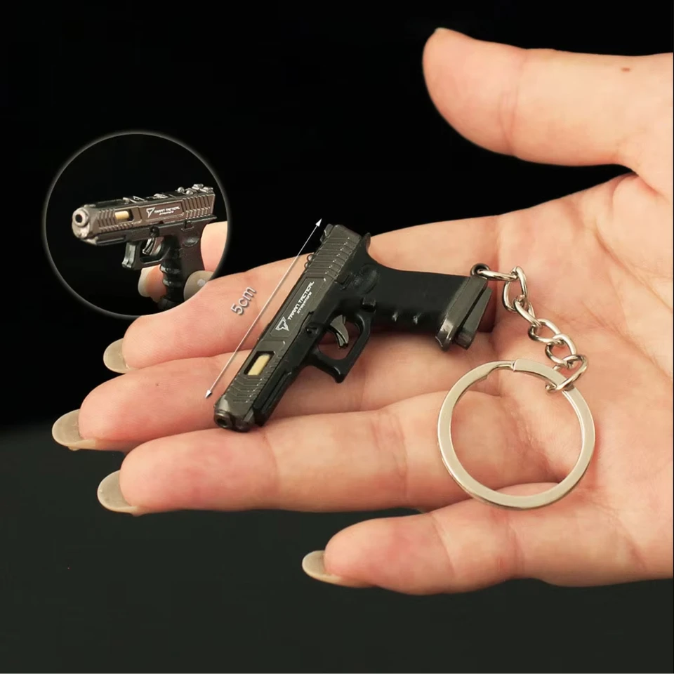 5cm Mini Gun Model Keychain TTIG34 Model Model šperky kov kov kovový prívesok kľúča kľúča reťaz Chaveiro Bag Key Key Držitelia darček pre deti mužov