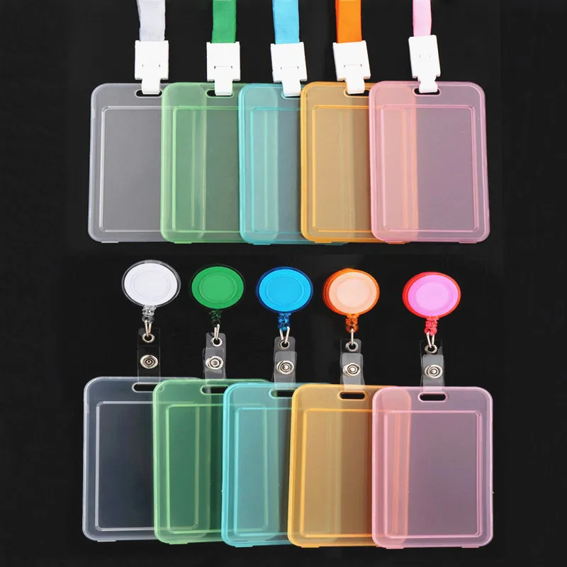 5Color Transparent Card Cover Women Men študentský autobusový karta sťahovateľné odznaky držiteľa obchodných kreditných kariet banka identifikačné preukazy