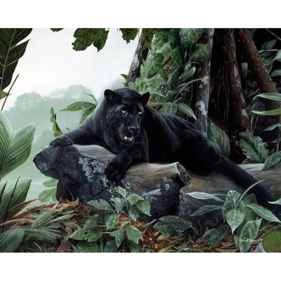 5D Diamond Painting Full Square/Round Black Panther Animal Diamond Mosaic Mosaic Vyšívací kameň