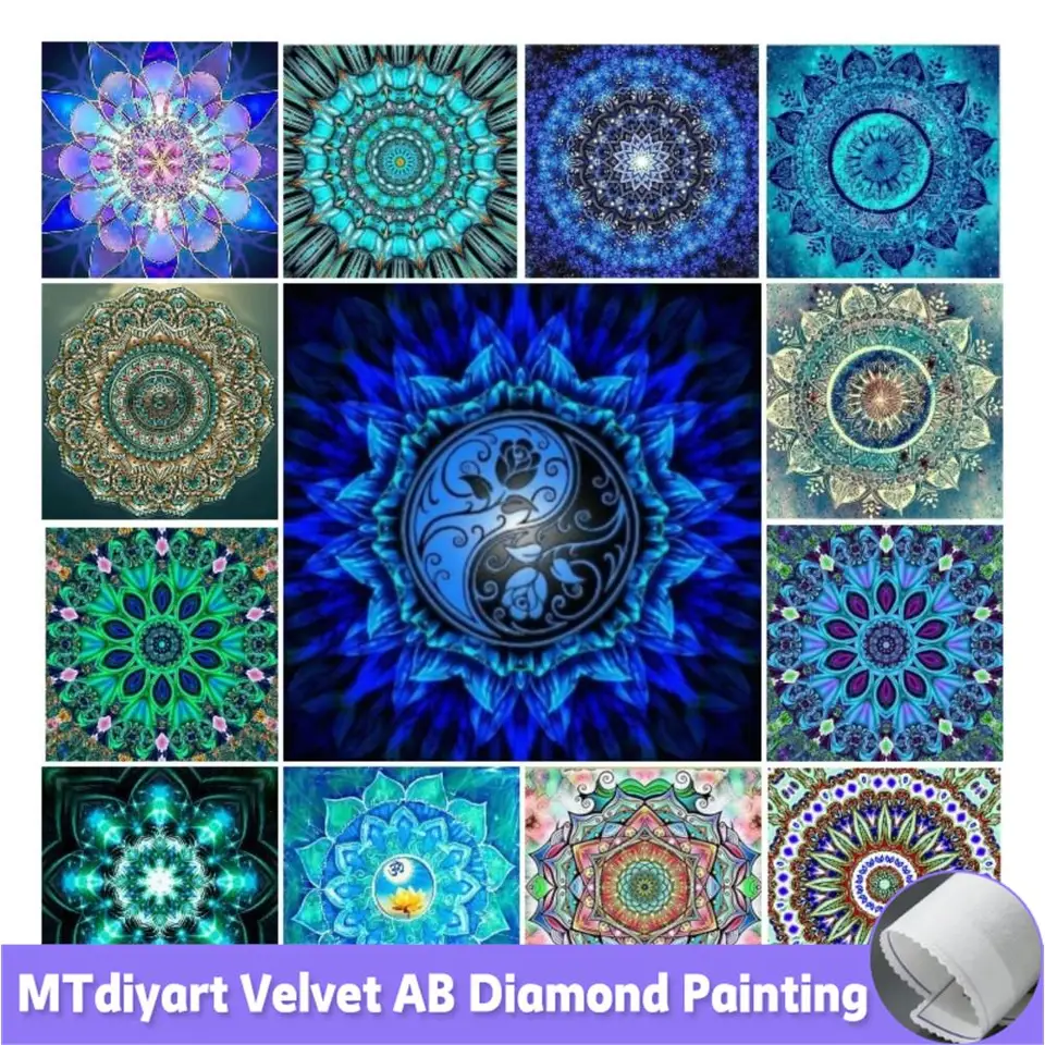 5D Diamond Painting Green Blue Mandala Kaleidoscope Plné vŕtanie štvorcový okrúhly diamant Vyšívaný mozaik