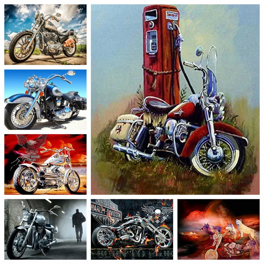 5D DIY Diamond Painting 2024 Nové príchody retro motocykle Diamond Mozaika Art výšivky krížových stehov súpravy domáci výzdoba hobby