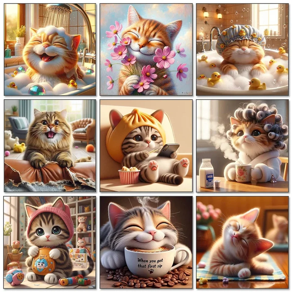 5D DIY Diamond Painting Cat CAT CROSS CROSS STOTCH Obrázok