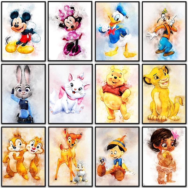 5D DIY Diamond Painting Disney Mickey Mouse Marie Cat Bambi Domáca dekorácia Plné štvorcové a okrúhle diamantové mozaikové vyšívanie krížového stehu
