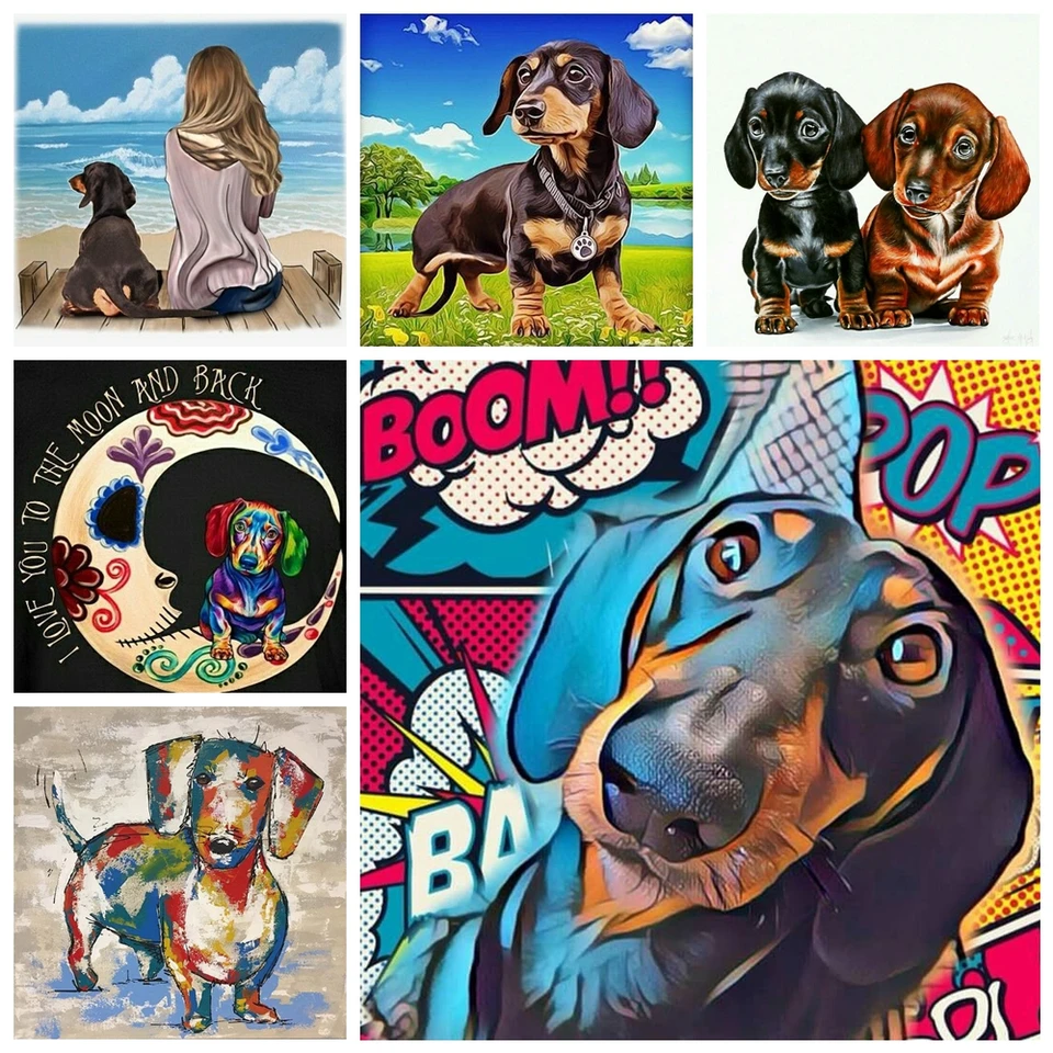 5D DIY Diamond Painting Jacshund Puppy Dog 3D Obrázok kamienok Animal Diamond výšivka mozaika Mosaika Full Stones nálepky