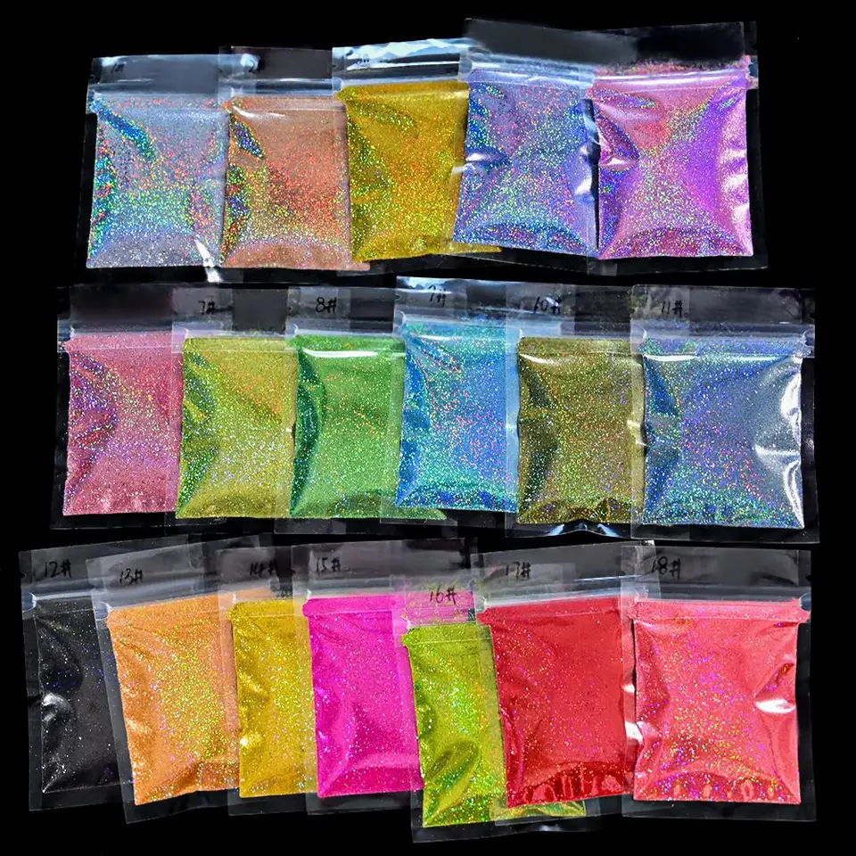 5G Holografický zlatý strieborný necht na nechty trblietky Prášok Sparkly laser chróm pigment prachové nechty Supply gél leštiny objemové jemné trblietky