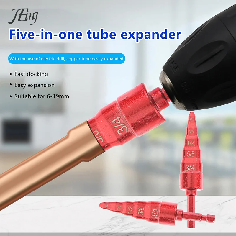 5in1 klimatizačná klimatizácia medené potrubie Expander Swaging Bit Bit Set Swage Tube Expander Soft Meďné hadičky