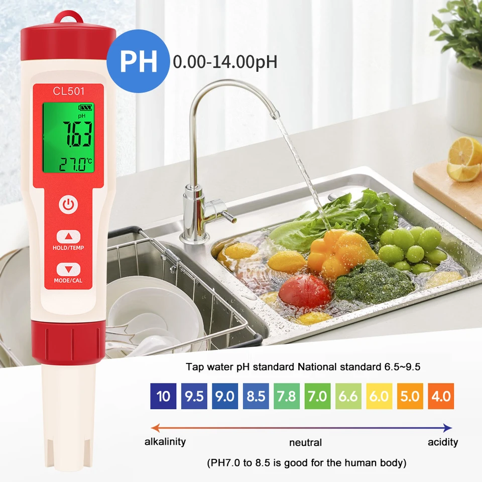 5in1 Test kvality vody Test Pen Chlór PH Orp H2 teplota Multifunkčný tester kvality vody pre pitnú vodu pre pitnú vodu