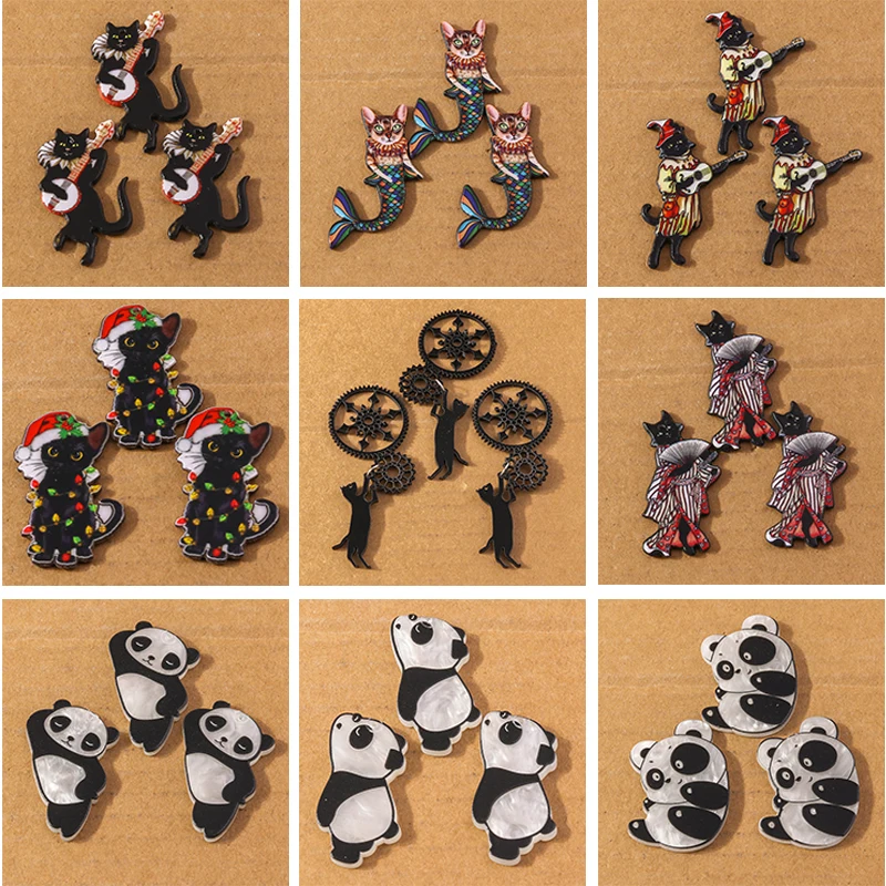 5kry akrylové roztomilé kúzla Panda Cat Pendant na výrobu náušníc Náhrdelník DIY KID's KORETRY DODÁVKY DODÁVKY