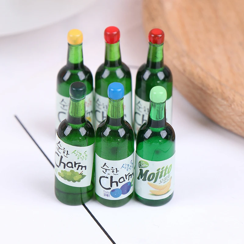 5ks 1:12 Dollous Miniatúrne ovocné fľaše Model Model simulácia kuchynských nápojov Model hračky pre dekoráciu domu pre bábiky