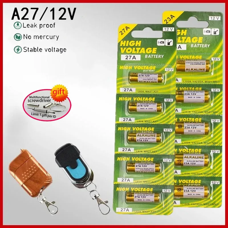 5ks 12v 27a Dry Alkalical Battery for Door -Bell, Walkman, Car Alarm, diaľkové ovládanie A27 27A G27A MN27 MS27 GP27 V27GA ALK27A A27BP