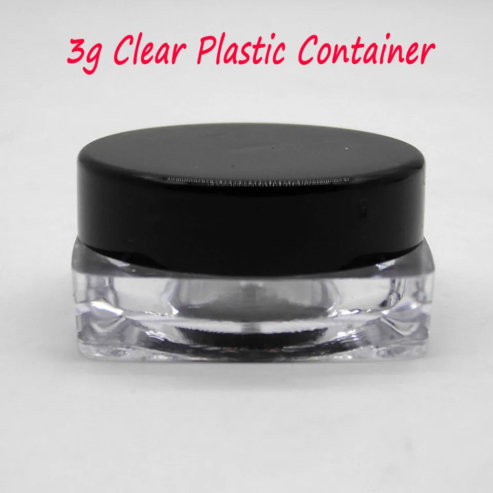 5ks 3 gram nádoba make -up jar kozmetická vzorka prázdna nádoba Plastové okrúhle veko Malú fľašu s čiernym bielym čírym uzáverom 2