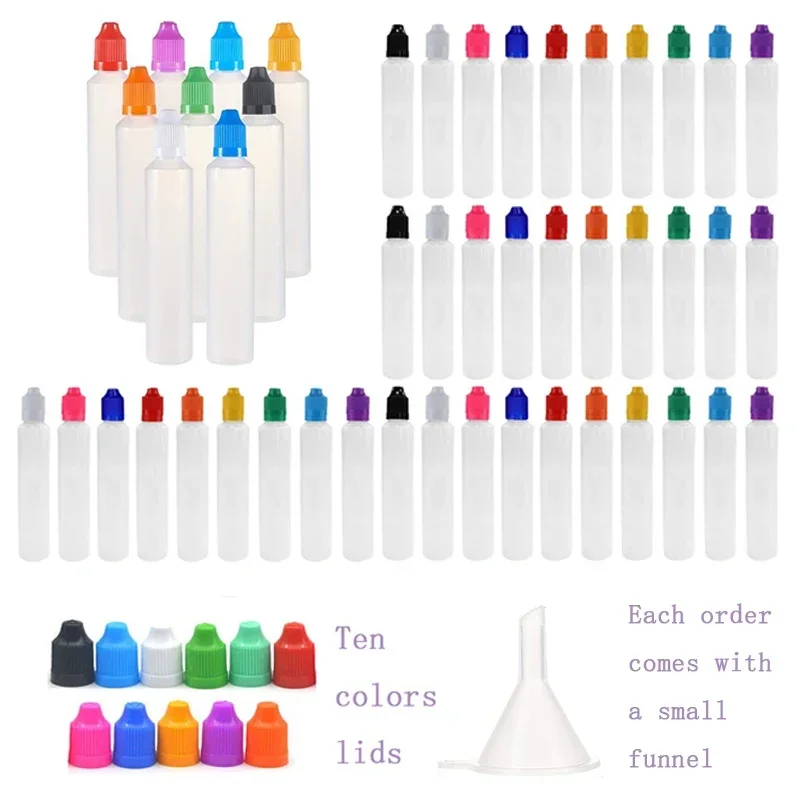 5ks 30 ml/60 ml prázdna fľaša s kvapkadlom s kvapkadlom so skrutkovým uzáverom a tvarom lievika Unicorn Liquid Dlhá tenká fľaša pre atramentový pigment