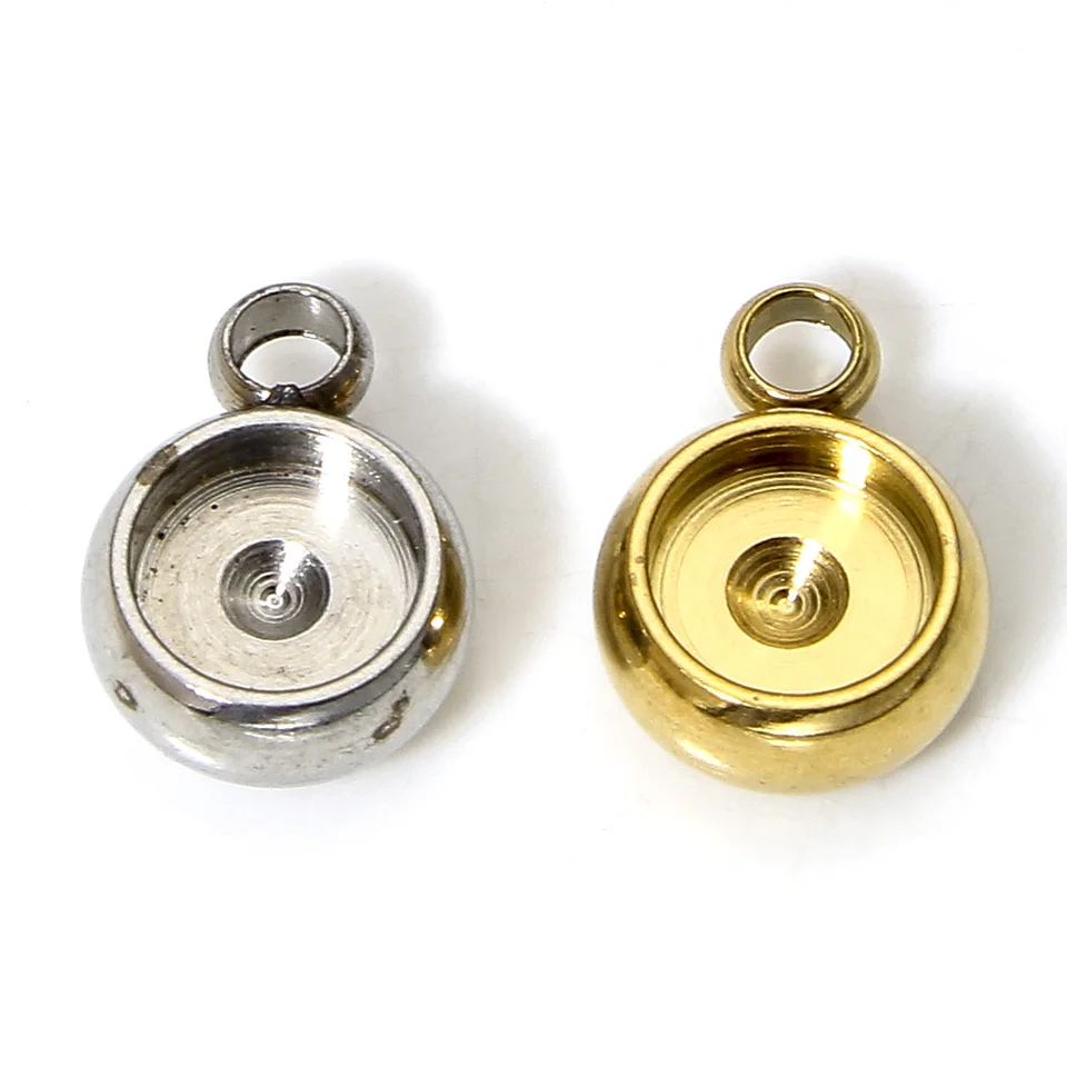 5ks 4 mm 304 Nerezová oceľ náhrdelník Prívesok Nastavenie Cabochon Cameo Base Braim Blank Blank pre šperky na výrobu doplnkov