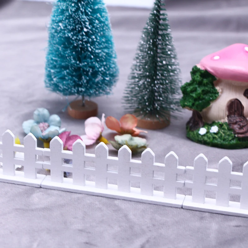 5ks 8*3cm mini drevený plot DIY Miniatúrne rozprávkové drevo bariérová bariéra Dollhouse vitrína remeselnícke dekorácie Doplnky
