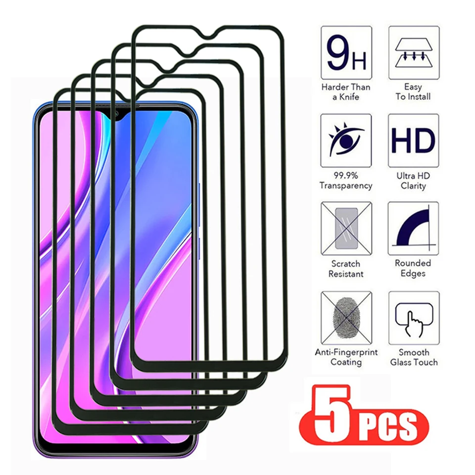 5ks anti-burst temperované sklo pre Xiaomi Redmi Note 8 9 Pro Max 9s 8t 9T A1 A2 Plus chránič obrazovky Redmi 8a 9a 9T 9C NFC Film