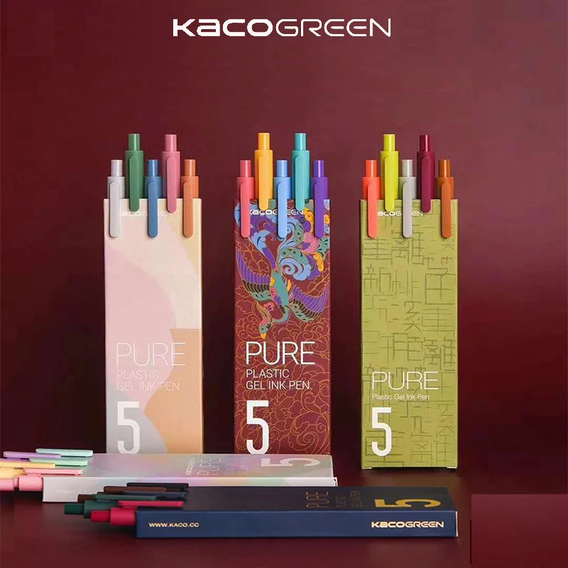 5ks/balenie kako značka Pen Cololful 0,5 mm Pero Color Atrament Ballpoint Pen Kacogreen Trvanlo podpisovanie pera ABS plastový hladký atrament