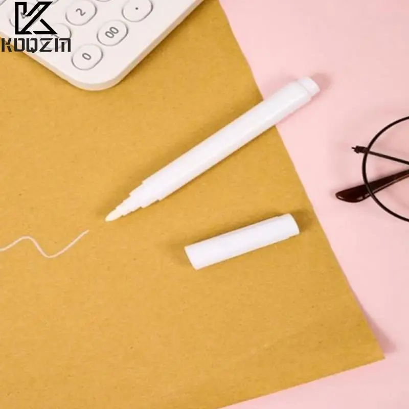 5ks biele kriedové kriedové pero používané na sklenených oknách Vymazať kriedu na čierne panel z tabule Per Liquid Atrament Pen bez prachu