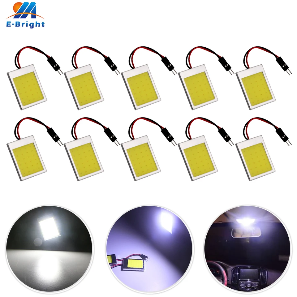 5ks biely COB 24 SMD Chips LED žiarovky hliníkové 6500k/10000k 12 V panelové čítanie Dome Lamps s adaptérmi W5W T10 C5W Festoon Adapters