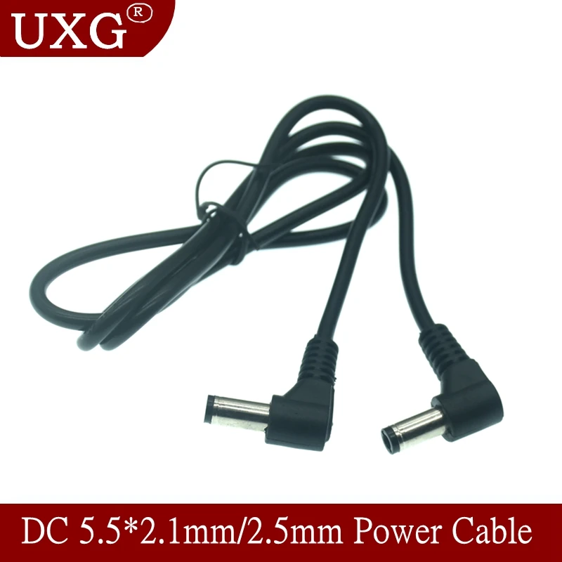 5ks DC DC Power zástrčky L 6,5 x 2,5 mm / 5,5*2,5 muža 90 stupňov s dvojitým uhol lakťa s káblom kábla 50 cm 1 m 1,5 m