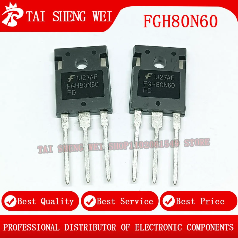 5ks FGH80N60FD FGH80N60 80N60 TO-247 80A 600V až 247 TREACH TREACH IGBT Tranzistor