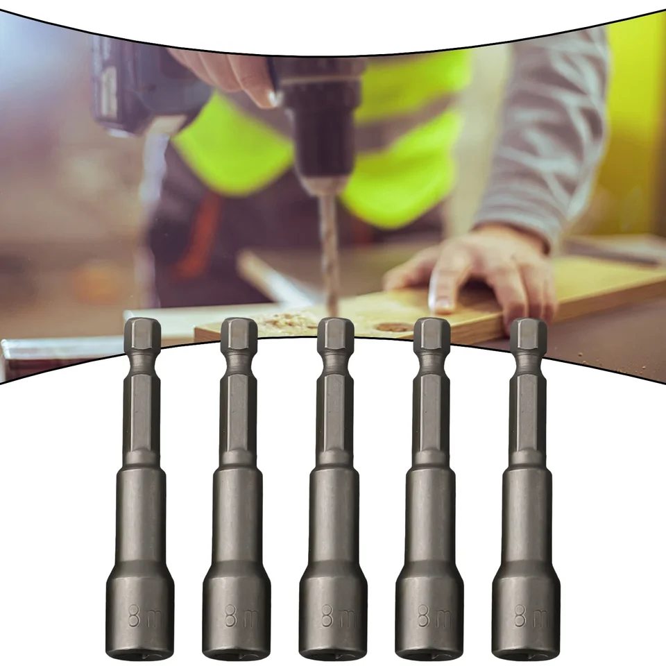 5ks hex Bit Bit Socket s magnetickým 8 mm 65 mm dlhým šesťuholníkovou zásuvkou odolnou v oblasti kľúča pre ručné elektrické vŕtanie