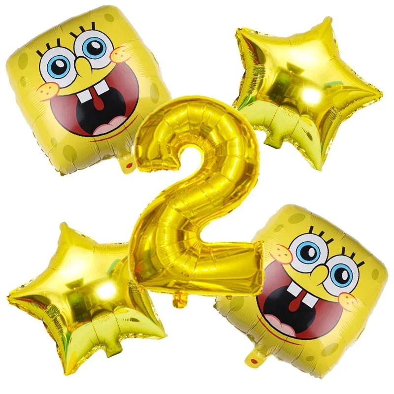 5ks karikatúra SpongeBob Squarepants Expression Balóny sada narodeninovej oslavy hliníková fólia balón Svadobné dekorácie bábätko