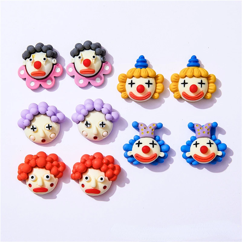 5ks karikatúry Funny Clown Reviin Charms Flatback Kawaii Cabochons Scrapbooking Materiály 3D príslušenstvo pre remeselnícke potreby Rezin