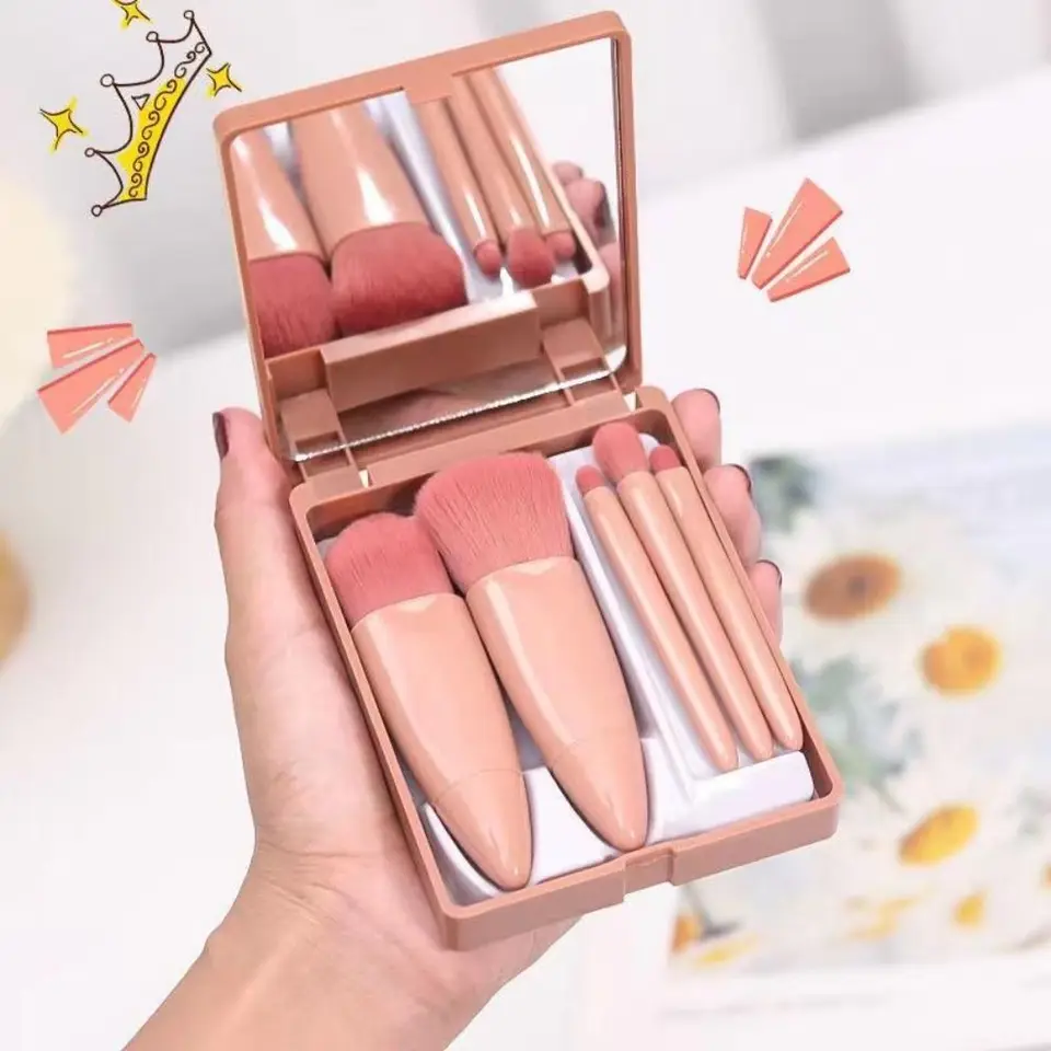 5ks Loose Práškovú kefu Mini make -up kefy Sada Soft Fit Fiber Eye Shadow Brush Eyebrow Eyeliner Brush Zvýrazňovacia kefka