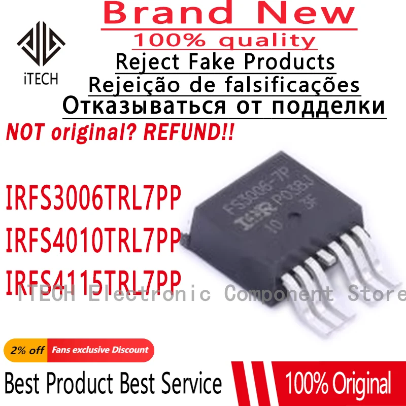 5ks/lot IRFS3006TRL7PP 、 IRFS4010TRL7PP 、 IRFS4115TRL7PP Nový pôvodný N-Channel MOSFET FS3006-7P 、 FS4010-7P 、 FS4115-7P