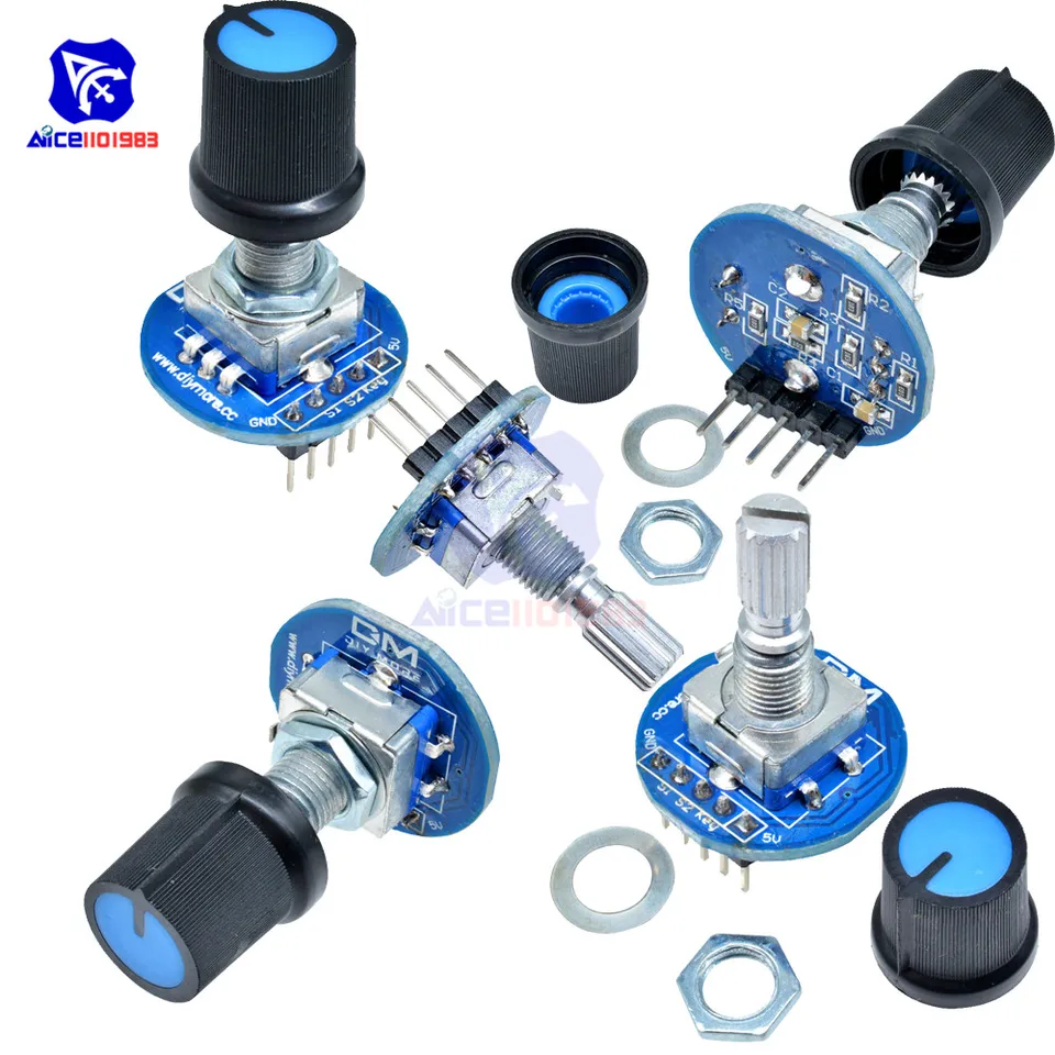 5ks/lot Rotary Encoder Modul 5V Vývoj tehlového senzora Round Audio Rotuing Potentiometer Cap pre Arduino