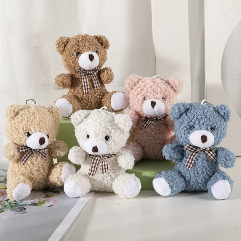 5ks malá medveď plyšová bábika roztomilý luk kľúče módny batoh dekorácie darček pre priateľov pre priateľov Plush Toy
