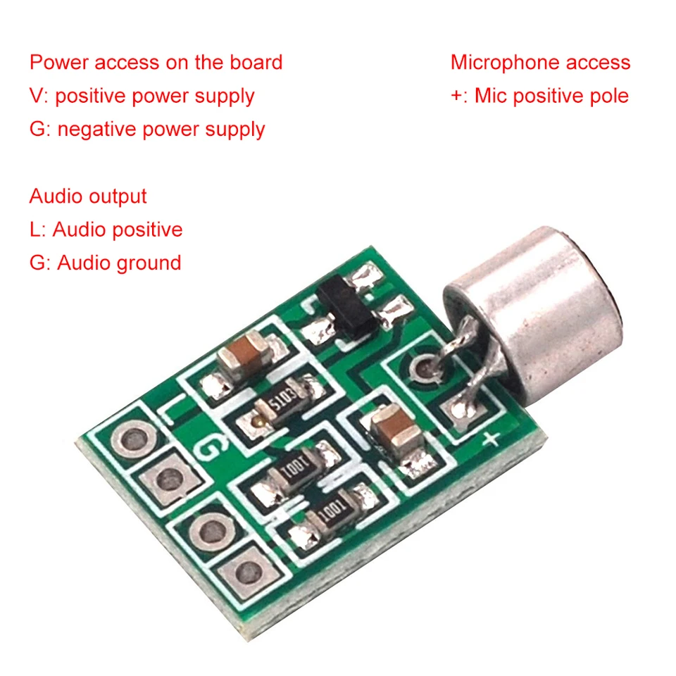 5ks Malé mikrofónne príslušenstvo Mini mikrofón Audio Mic Modul Pickup zosilňovač Obvod Module Mikrofón