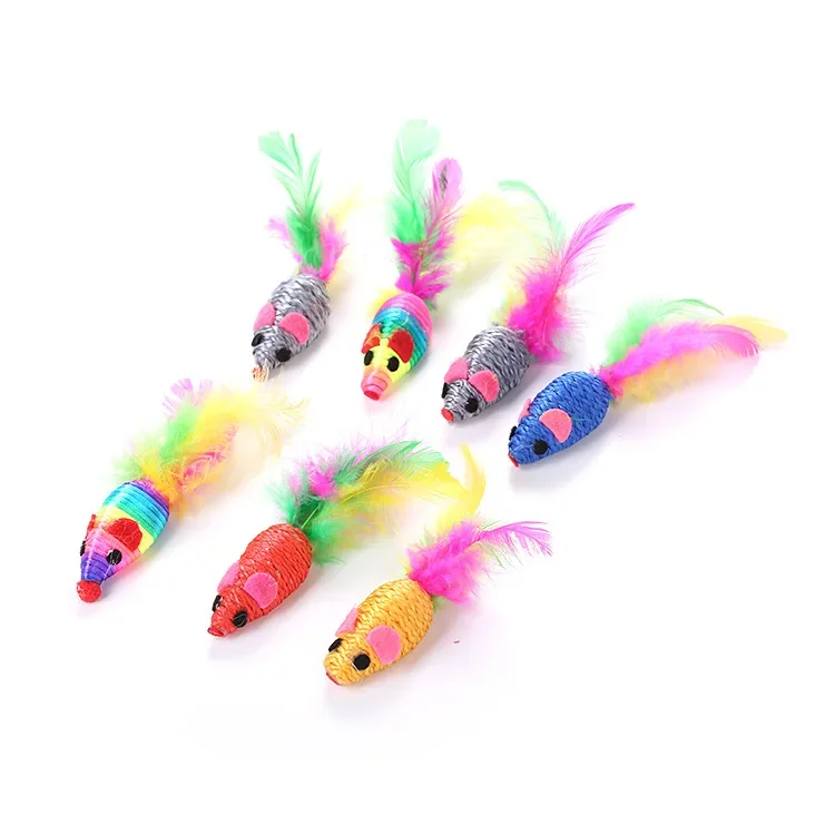 5ks mačky hračky Kreatívne umelé perie mačka Mouse Tvar Toy Cat Cat Cat Hrace Pet Pet Hračky Hračky Pet dodáva náhodné farby