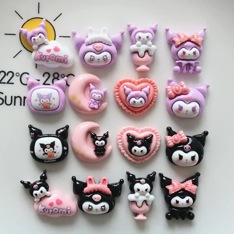 5ks Miniso Series Cute Sanrio Kuromi Cartoon Flatback Cabochons DIY Crafts Materiály šperky na výrobu kúziel