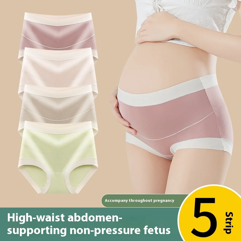5ks modálne vysoko pásové nohavičky s materskými nohavičkami Crotch Antibacteriálne brucho Podpora veľkej skorej a neskorej tehotenskej nohavičiek