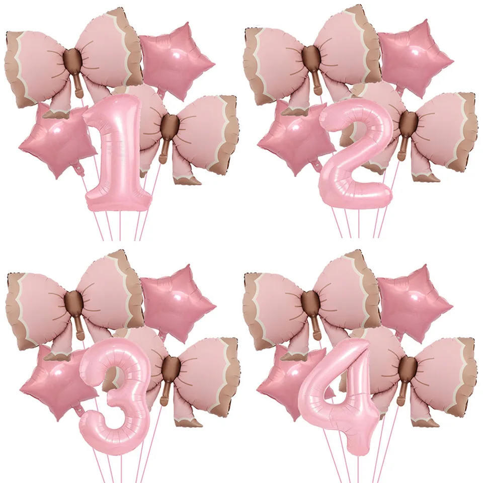 5ks Pink Bow Coquette všetko najlepšie k narodeninám dekorácie