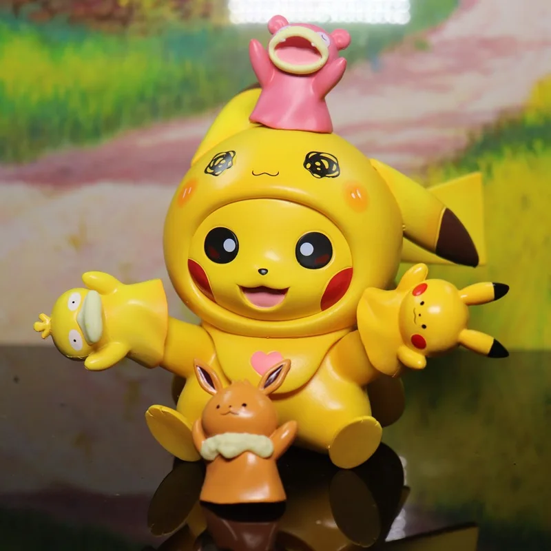 5ks Pokemon Pikachu anime figúrka Psyduck eevee rukavice Akčné figúrky PVC Model kawaii socha bábiky ozdoby