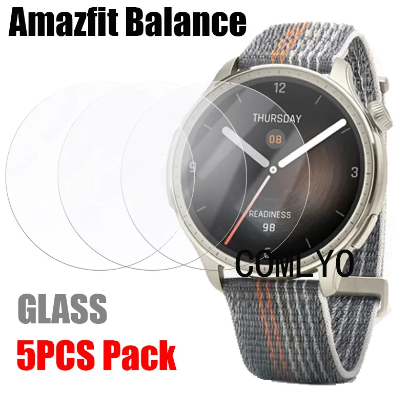 5ks pre AmazFit Balance Smart Watch Temperted Glass Screel Protector 9H 2.5D Film