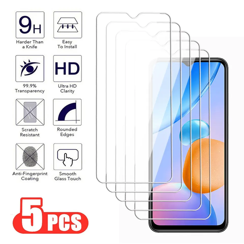 5ks pre Xiaomi Redmi Poznámka 10 Lite Pro Max 4G 5G Temperovaná sklenená sklenená sklenená obrazovka Redmi 10A 10C 10S 10T 4G 5G Transparentný film 9H