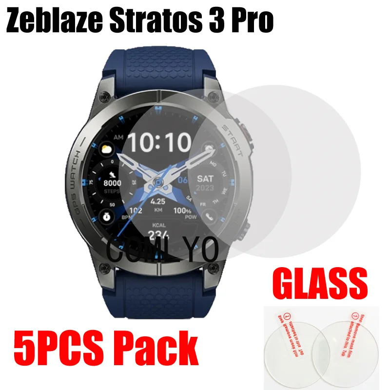 5ks pre Zeblaze Stratos 3 Pro Temperované sklo Smart Watch Glass Glass Screel Protector 9H 2.5D Film